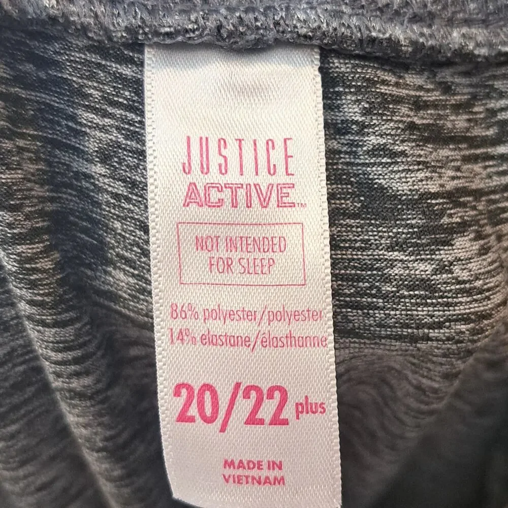 Justice Active Girl's Plus 20/22 Gray Logo Leggings - Picture 5 of 6